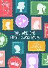 Cute Mother’s Day Card - First Class Mum - Stamps created by From Deanna