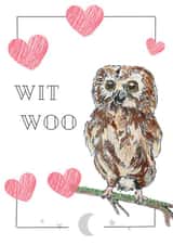 Cute owl valentine's day card- Wit Woo created by Lisa Green
