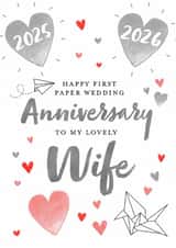 Cute Anniversary Card - Wife - 2026 - Paper created by Juniper and Rose Studio