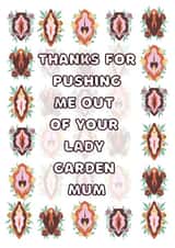 Naughty card for your mum on mothers day -  lady garden. created by Octomokney and Sponge 