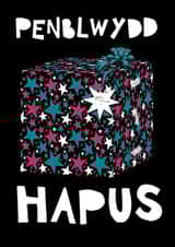Penblwydd Hapus Gyda Cariad - Welsh Birthday Card with Star-Wrapped Present created by Gabriella Wilde