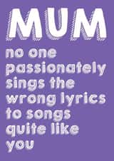 Funnt Mum cant sing card created by Red Koala