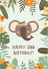 2nd Birthday Card | Elephant Card | Animal | Kids | Children's | Gender Neutral created by Ricicle Cards