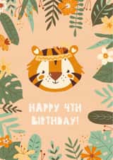 4th Birthday Card | Tiger Card | Animal | Kids | Children's | Gender Neutral created by Ricicle Cards