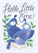 Hello Little One | New Baby Card | New Parent Card | Baby Boy | Baby Girl | Bird created by Ricicle Cards