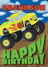 Cute Grandson 6th Birthday Card - Yellow Monster Truck created by @Cupsie's Creations
