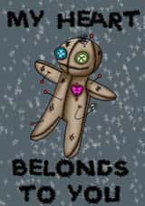 Alternative valentines card- Voodoo my heart belongs to you created by Apryl.Illustration 