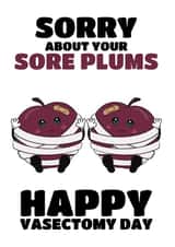 Funny Vasectomy Day Card - Sorry About The Sore Plums created by @Cupsie's Creations