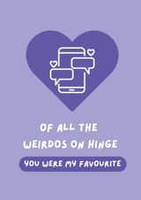 Cheeky Valentine's Day/Anniversary Card - Hinge - You Were my Favourite created by Lucky Jems Gifts
