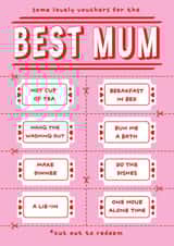 Best Mum Voucher Card - Mothers Day - Birthday - Cute Thoughtful Card - Lie in created by Hardy-Har!