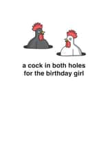 Funny Birthday Card - Cock in Both Holes - Pun created by mungo and shoddy