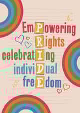 Cute Empowering Pride Card - Crossword design - Celebrating individual Love created by Quitting Hollywood