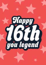 Cute Birthday Card - 16th - Legend created by Blush & Blossom 