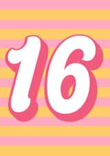 Cute Birthday Card - 16th - Stripes created by Blush & Blossom 