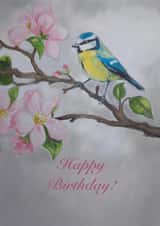 Beautiful, Delicate Bluetit Design Creates a Birthday Card They'll Treasure. created by Designs by Vivi