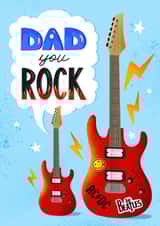 Cute Father's Day Card - Guitar - Dad you Rock created by Daria Radzhabova