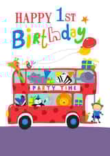 1st Birthday - Cute Party Animal Bus created by Dale Simpson
