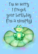 Cute Belated Birthday Card With Funny Frog created by Nina’s Novelties