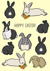 Cute Easter Card for all ages - Hoppy Easter - Bunny Rabbits created by FloofAndFlump Designs