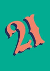 Retro Birthday Card with Bright and Colourful 21 created by Hiya Pal