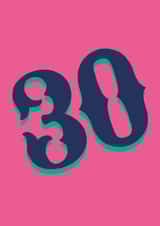 Retro Birthday Card for 30 year olds - Milestone Birthday Card in Bright colours created by Hiya Pal