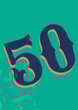 Retro 50th Birthday Card with bright colour-loving design created by Hiya Pal