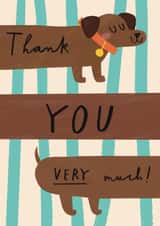 Cute Thank You Dog Card - Thank You Very Much - Sausage Dog created by Alice Mole Illustration