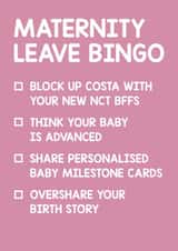 Maternity leave card - pretty, cheeky, fun - friend, work colleague. created by Thirty Mussels