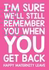 Maternity leave card - cheeky, funny - work colleague, your boss. created by Thirty Mussels