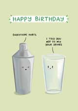 Cute Funny Alcohol Hangover Birthday Card - Mixing Drinks created by Sydney Jo Designs
