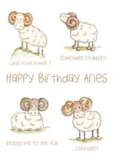 Funny Horoscope Birthday Card for Aries - Cute Rams - Zodiac personality traits created by Doodle Keg