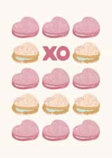 Cute Valentine's Card For Significant Other - XO - I Heart You - Macaron Hearts created by Art Joyeux