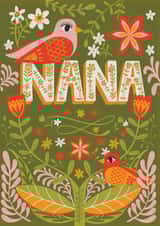 Pretty nature inspired card for your Nana this mothers day - Birds - Nana created by Hollie McManus Illustration