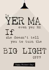 Funny Northern Ireland Mother's Day Card: The Big Light and your Ma. created by smALL Prints NI