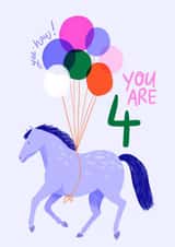 Cute Birthday Card - 4th - Horse with Balloons created by Carla Ellis