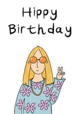 Birthday Card for the Hippy In your Life created by Helen Ridley Illustration
