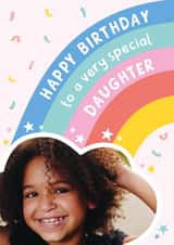 Personalised Birthday Photo Card created by Macie Dot Doodles - Cute Birthday Card - Rainbow - Very Special Daughter