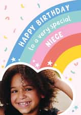 Personalised Birthday Photo Card created by Macie Dot Doodles - Cute Birthday Card - Rainbow - Very Special Niece