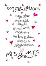 Congratulations Mrs & Mrs - Wedding, Anniversary or Engagement Card for Wives created by Love and Happy Stuff