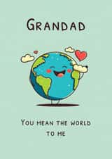Grandad - You mean the world to me. Cute & loving birthday or fathers day card. created by Nova & Sky