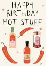 Hot Stuff Birthday Card - Cheeky Birthday Card - Hot Stuff Pun - Chilli Card created by Lauren Barclay