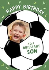 Personalised Birthday Photo Card created by Macie Dot Doodles - Cute Birthday Card - Football - Brilliant Son