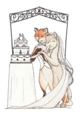 Fox and Wolf Couple - Cute Romantic Wedding or Anniversary Card created by Erlenmeyer