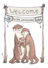 Loving Otters - New Baby Card for Animal-Loving Friend created by Erlenmeyer