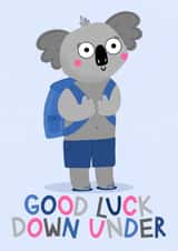 Good Luck Down Under - Emigrating to Australia Card - Moving Koala - Emigration created by Ludicrous Prints