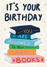 Cute Birthday Card - Bookworm - Buy More Books created by Sweetlove Press