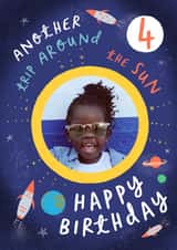 Personalised Birthday Photo Card created by patternmuse - Cute Birthday Card - 4th - Another Year Around the Sun