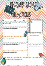 Cute Thank You Card - Teacher - Fill In created by Oh So Jottie Designs