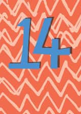 Fourteenth birthday card - 14th birthday card - teenager birthday created by Becka Griffin