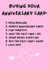 Funny Anniversary Card - Buying Process - Last Minute created by Cardsfrommymind
